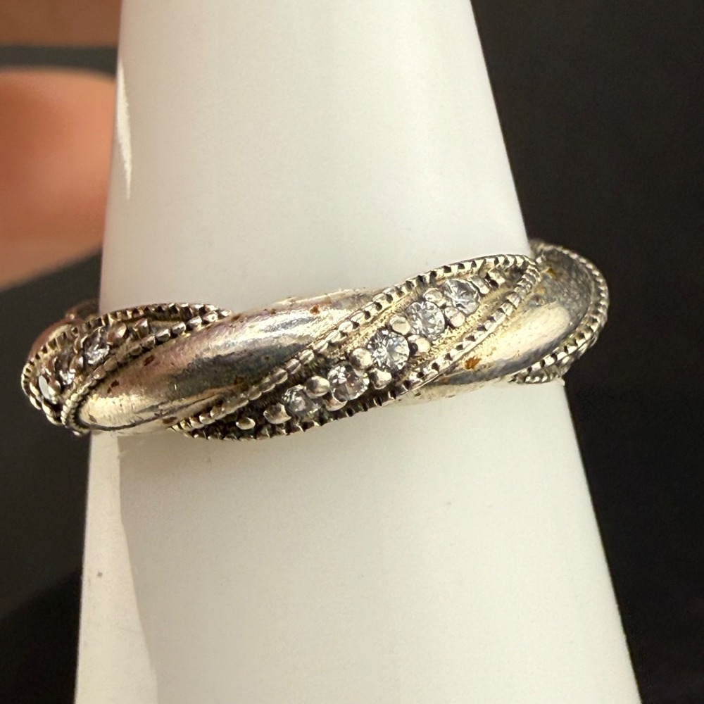 Vintage Pandora ALE Sterling Silver Rhinestone Signed‎ Size 6